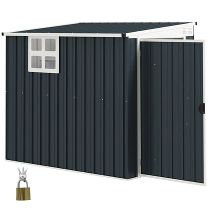 4' x 6' Outdoor Storage Shed, Metal Garden Shed with Window Sheds Dark Grey at Gallery Canada