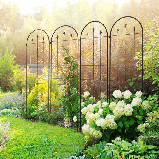 Metal Trellis Set of 4, Garden Support for Climbing Plants, Arrow Design Plant Stands Black at Gallery Canada