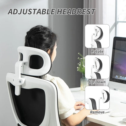 Mesh Office Chair, High Back with Headrest, Lumbar Support, Adjustable Height, Black Executive & Manager Chairs at Gallery Canada