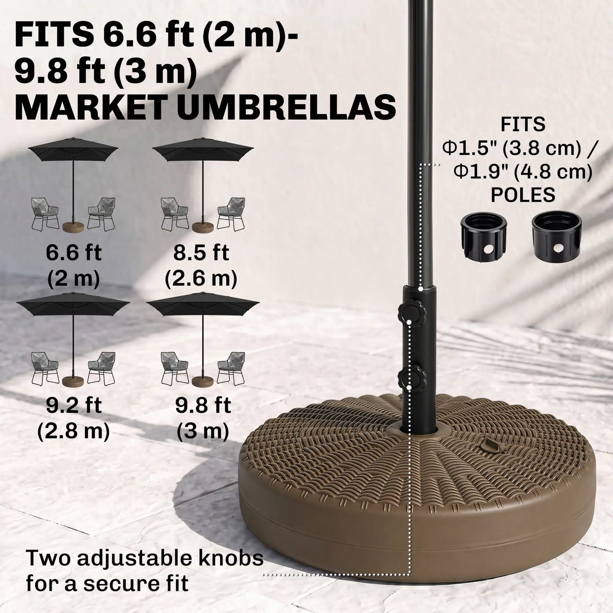 Heavy Duty Fillable Umbrella Base, Round Parasol Stand, Brown Umbrella Bases at Gallery Canada