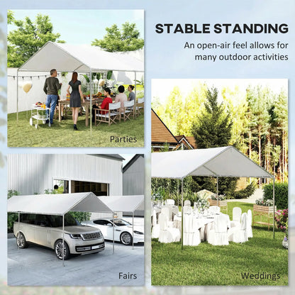 10' x 20' Heavy Duty Galvanized Carport Canopy, Anchor Kit, White Car Shelters at Gallery Canada