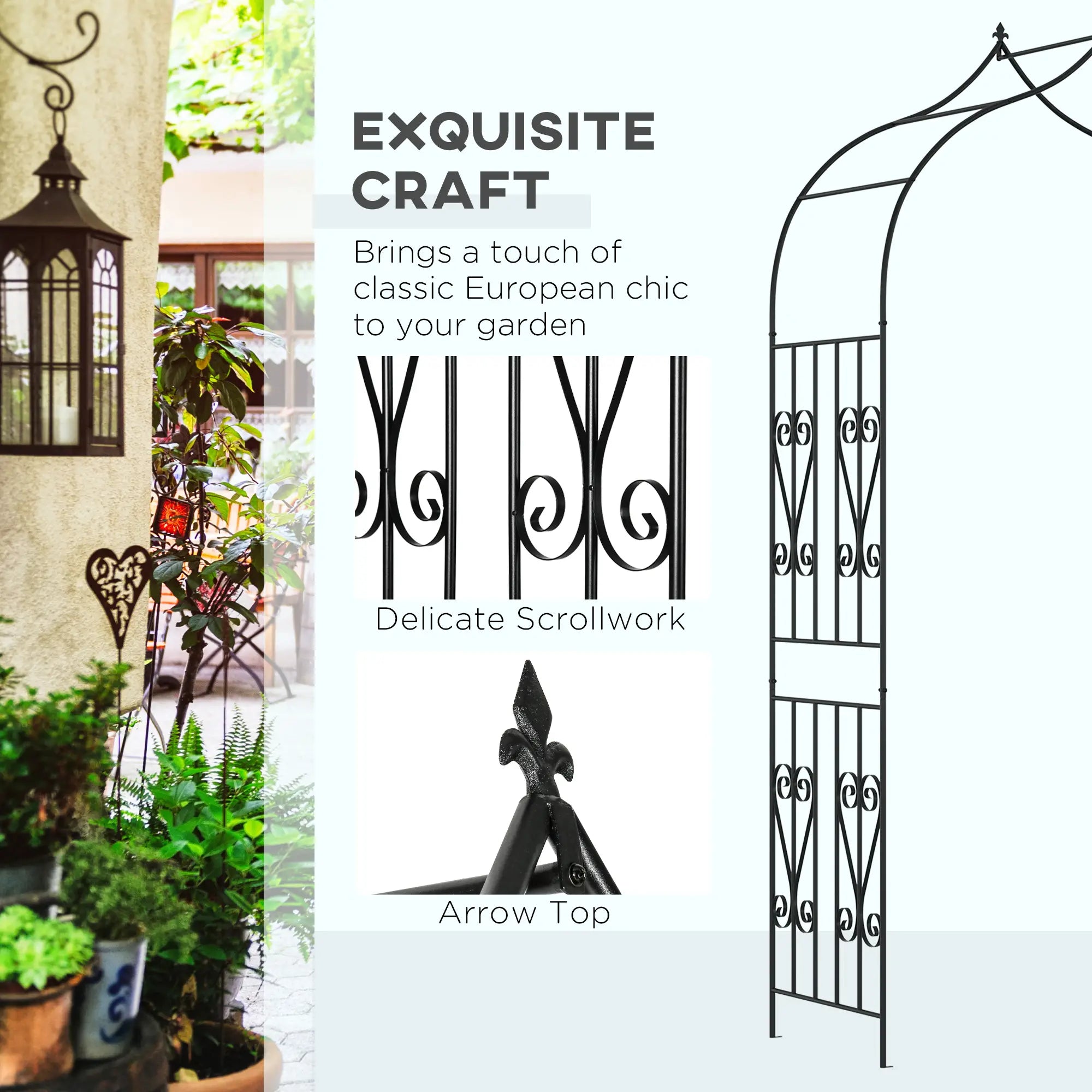 8.7FT Garden Arch Trellis, Outdoor Wedding Arbor, Scrollwork Design Garden Arches at Gallery Canada