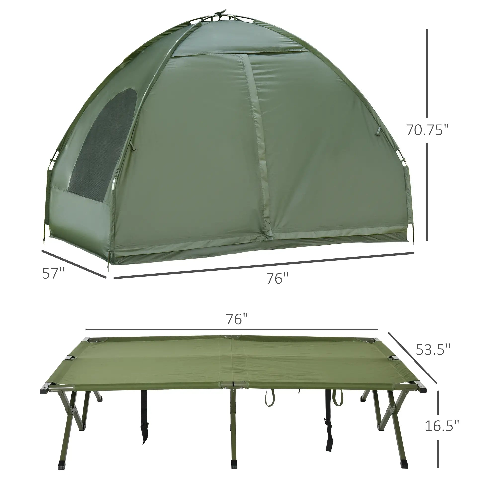 Camping Combo Tent Cot Air Mattress w/ Pump, Dark Green Camping Tents at Gallery Canada