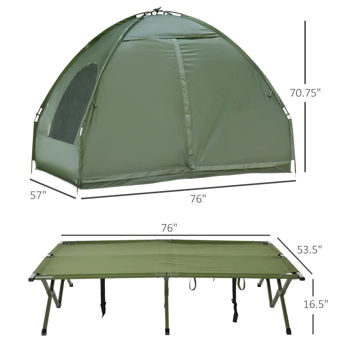 Camping Combo Tent Cot Air Mattress w/ Pump, Dark Green Camping Tents at Gallery Canada