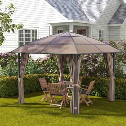 10' x 10' Outdoor Gazebo, UV60+ Polycarbonate Roof, Steel Frame, Khaki Gazebos at Gallery Canada