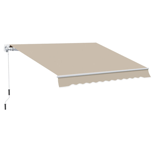 13' x 8' Manual Retractable Patio Awning, Aluminum Frame, Khaki Window Awnings Khaki at Gallery Canada