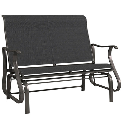 Garden Double Gliding Chair, Steel Frame, Mesh Seat Backrest, Black Outdoor Gliders Black, Brown at Gallery Canada