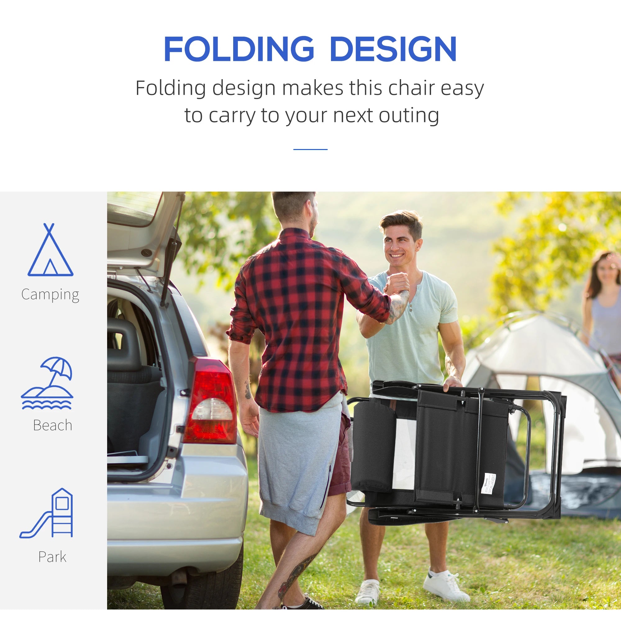 Set of 4 Folding Camping Chairs, Black Patio Chairs at Gallery Canada