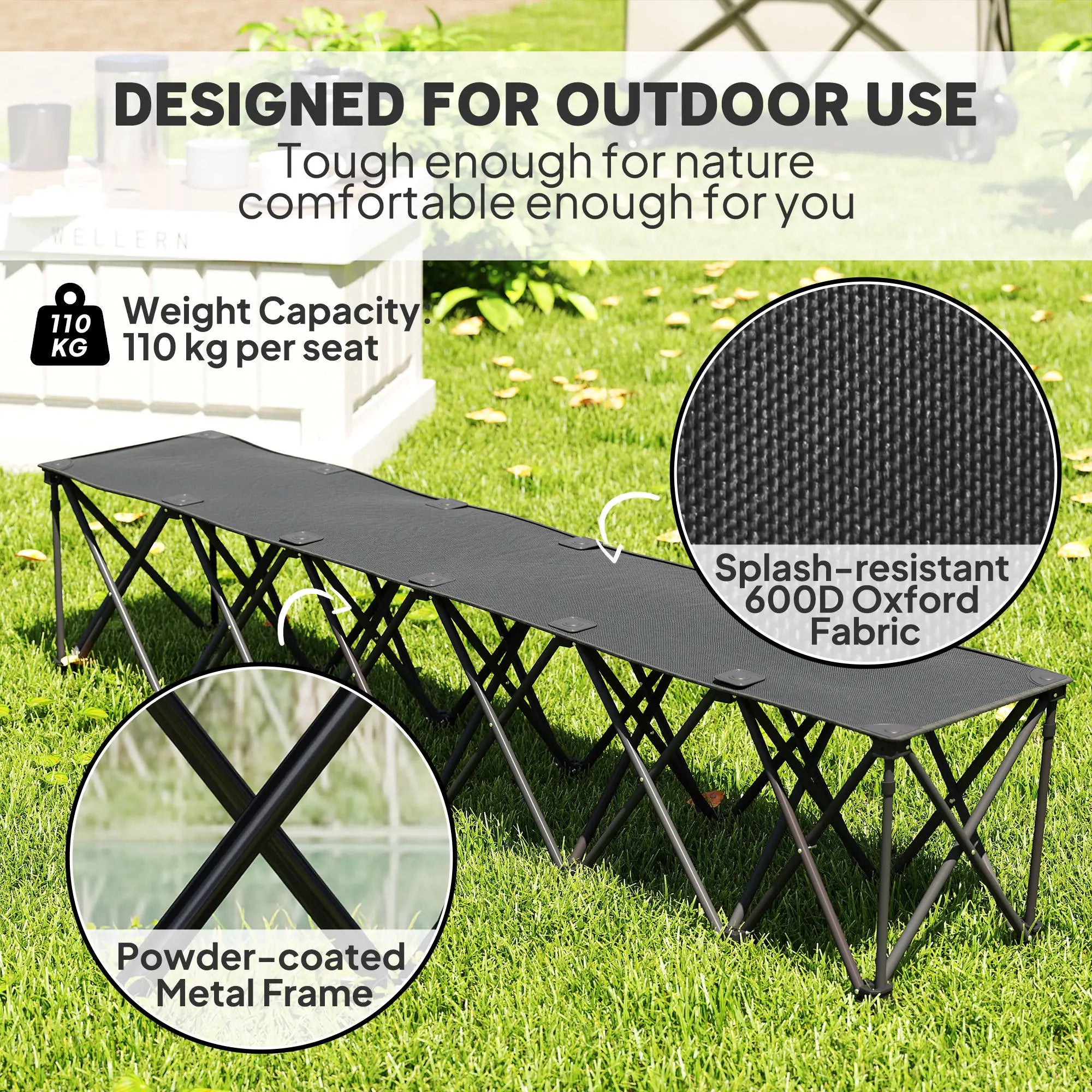 6-Seater Folding Camping Chair, Team Bench with Carry Bag Picnic Tables & Camping Chairs at Gallery Canada