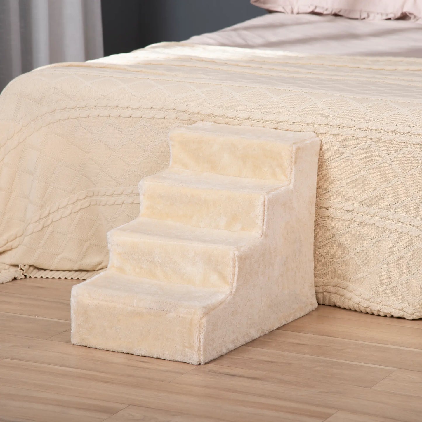4-Step Dog Ramp for Sofa, Bed, Couch, Removable Cover, Beige Dog Stairs at Gallery Canada