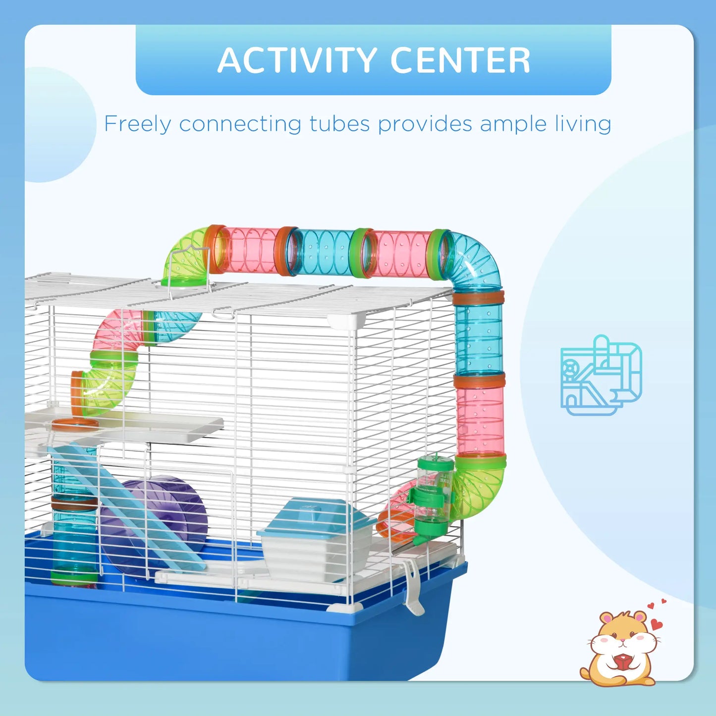 3-Tier Large Steel Small Animal Cage, Exercise Wheel, Water Bottle, Food Dish, Blue Hamster Cages at Gallery Canada