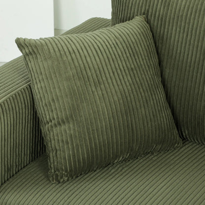 3 Seater Corduroy Sofa, Deep Seat Spring Cushion, Green 3-Seater Sofas at Gallery Canada