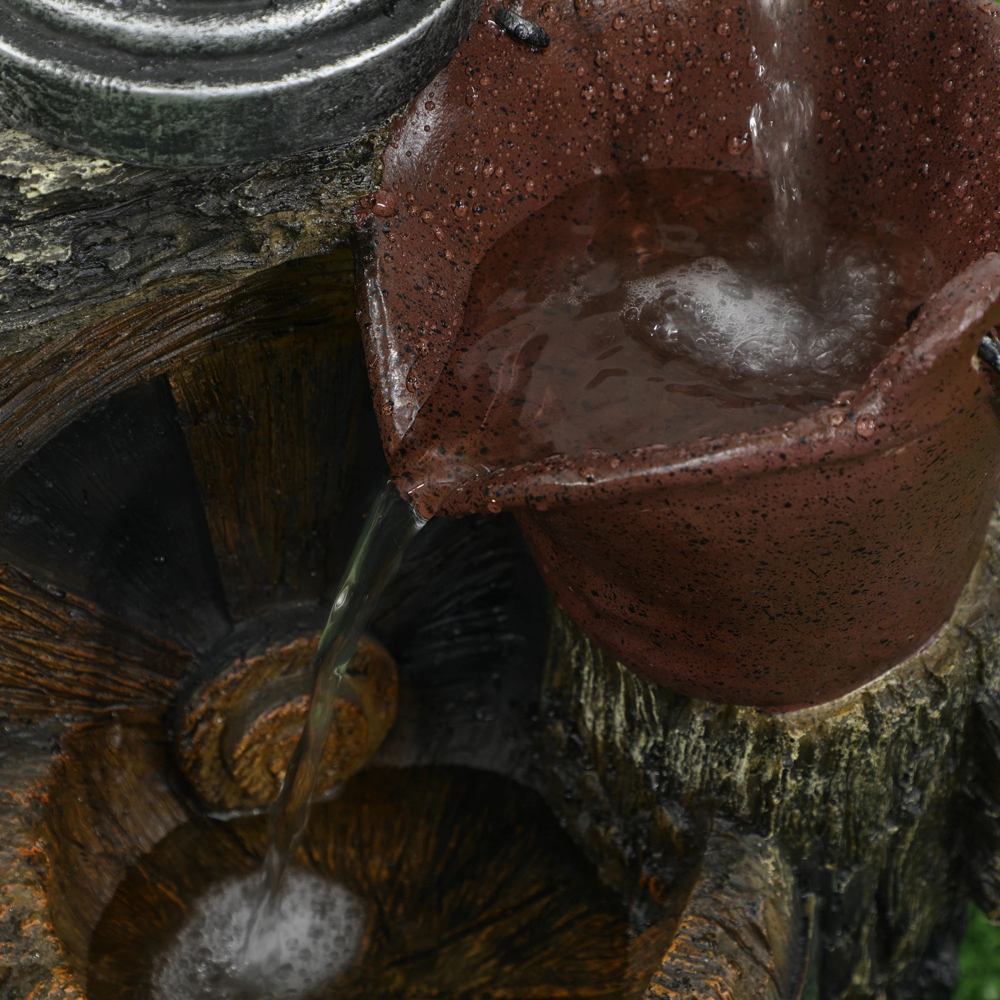 Rustic Waterfall Fountain, 3-Tier Cascading Outdoor, Adjustable Flow Water Fountains at Gallery Canada
