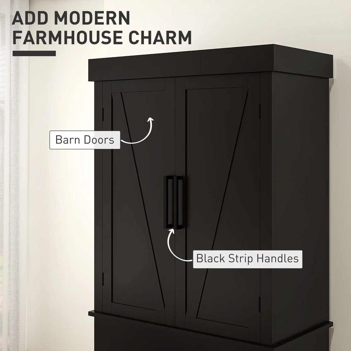 72" Kitchen Storage Cabinet, Farmhouse Pantry, 4 Barn Doors, Drawer, Adjustable Shelves, Black Kitchen Pantry Cabinets at Gallery Canada