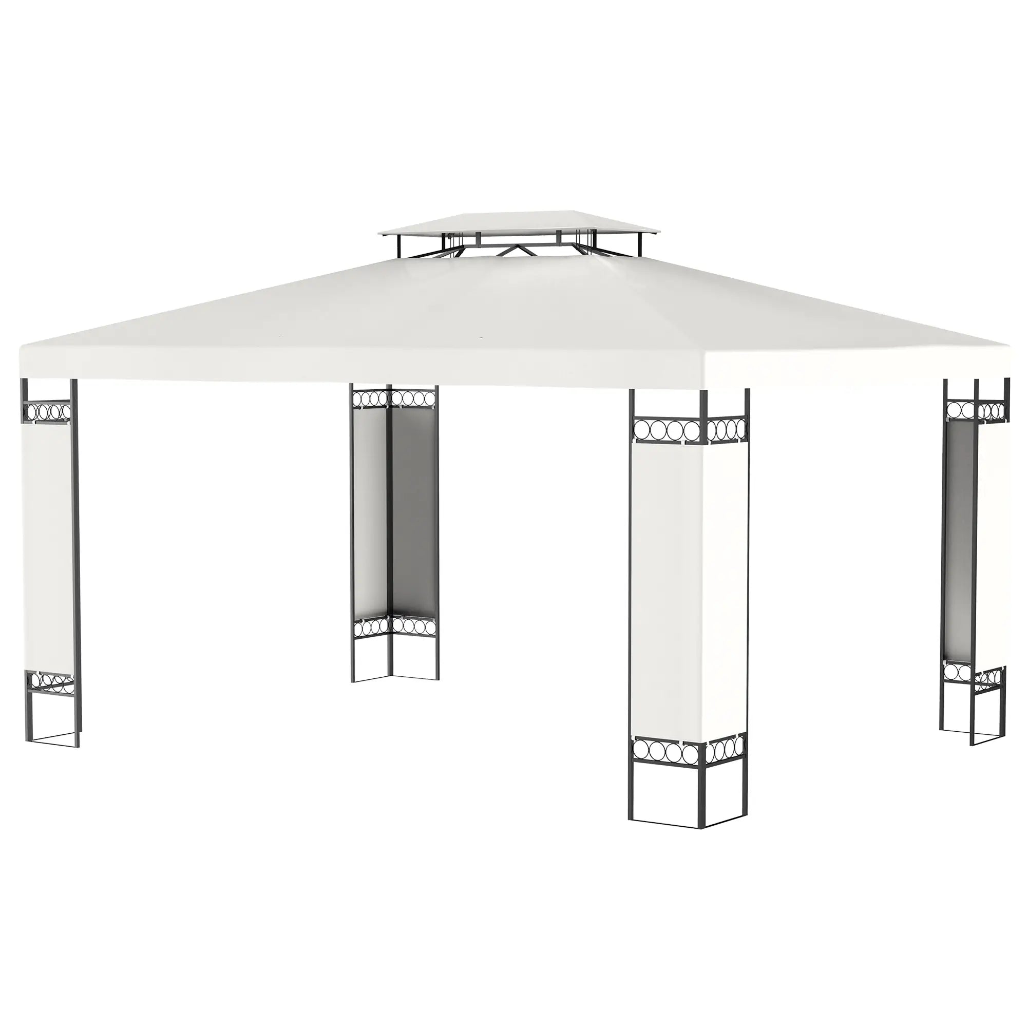 10' x 13' Gazebo, Double Roof Patio Canopy With Screen, White Gazebos White, Black at Gallery Canada