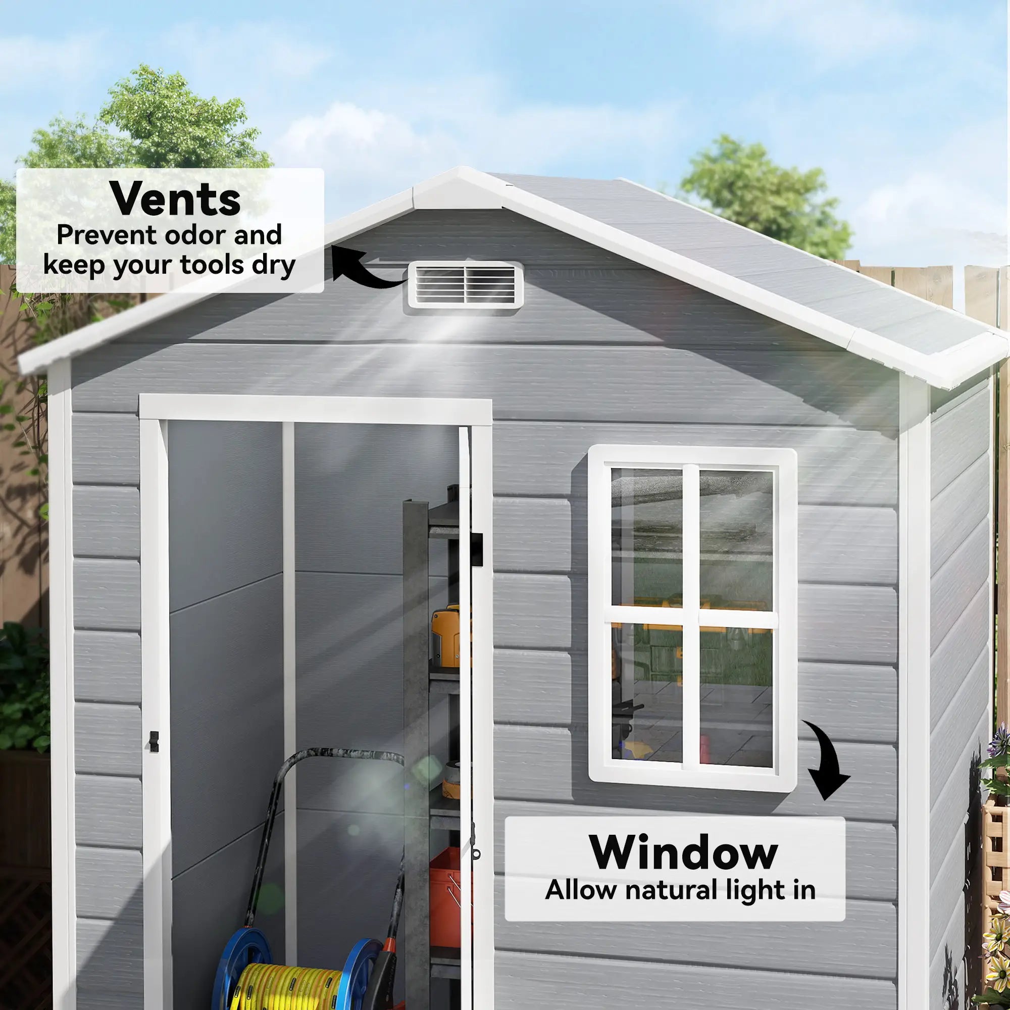 6' x 4' Plastic Garden Shed, Waterproof, Grey Sheds at Gallery Canada