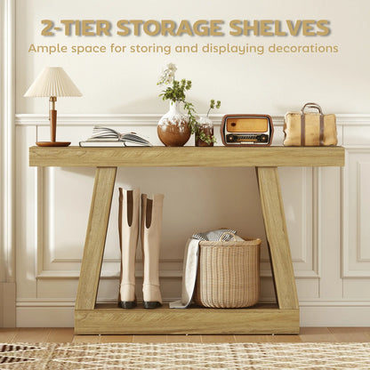 55" Farmhouse Console Table with Storage, Oak Console Tables at Gallery Canada