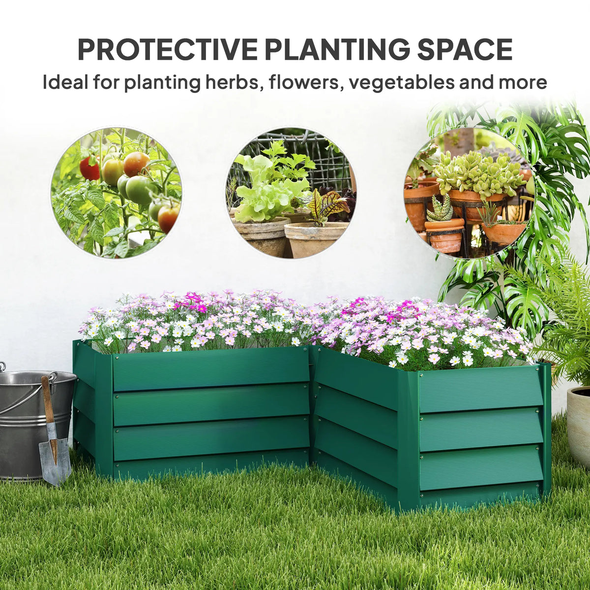 45" x 45" x 17" L-Shaped Galvanized Steel Raised Garden Bed Raised Garden Beds at Gallery Canada