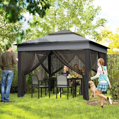 10.7 x 10.7ft Pop Up Gazebo, Adjustable Sun Shelter, Dark Grey Pop Up Canopies at Gallery Canada