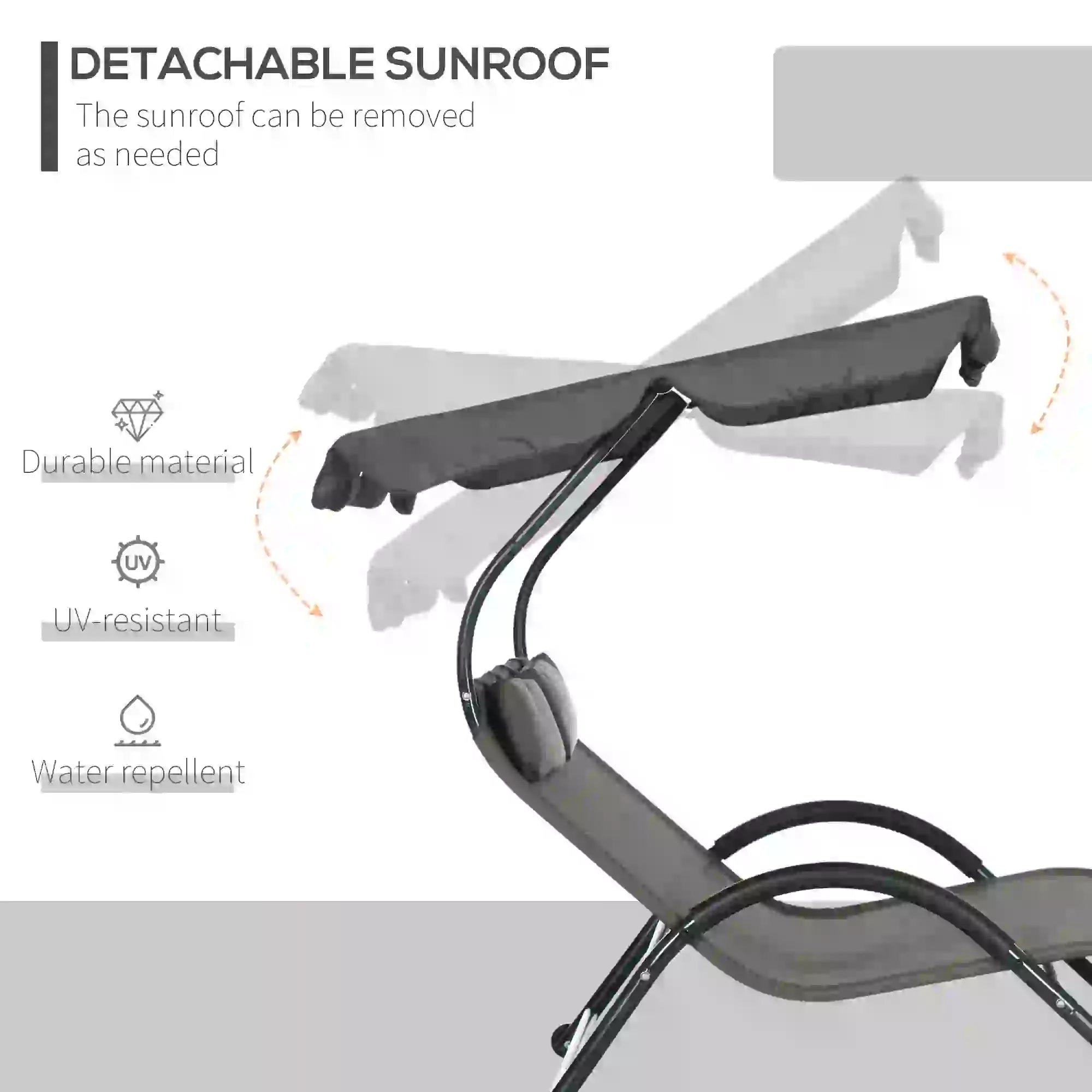 Outdoor Chaise Lounge Chair, Sun Lounger with Sunshade, Wheels, Breathable Mesh, Dark Gray Daybeds at Gallery Canada