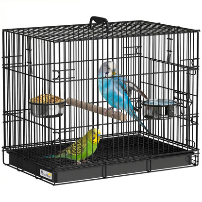 Bird Cage Portable w/ Slide-Out Tray Travel Cage for Parakeets w/ Perch &; Food Bowls Black Bird Cages at Gallery Canada