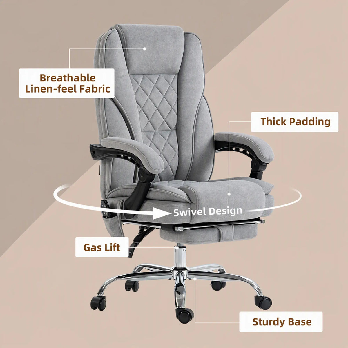 Massage Office Chair, Reclining Computer Chair, Adjustable Height, Footrest, Grey Massage Chairs at Gallery Canada