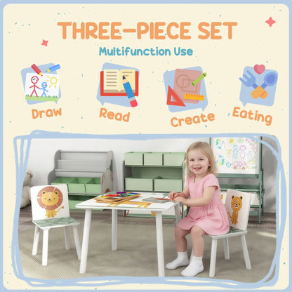 3-Piece Kids Table Chair Set Animal Pattern, Aged 3-8, Green Kids Table Sets at Gallery Canada