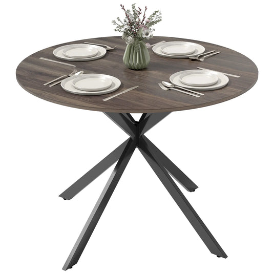 40" Round Kitchen Table For 4, Industrial Dining Table, Distressed Brown Dining Tables Distressed Brown, Black at Gallery Canada
