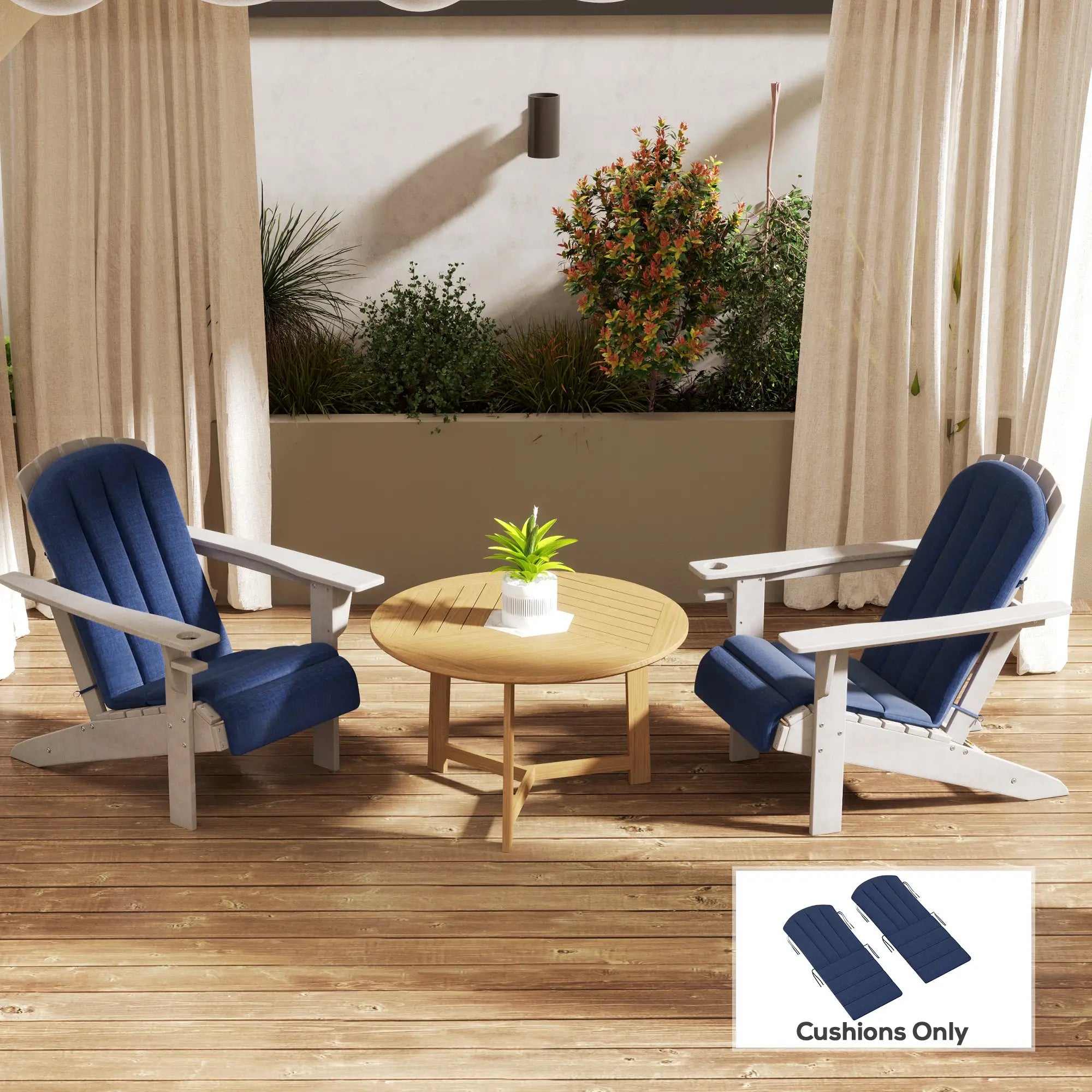 Set of 2 Patio Chair Cushions, High Back, High-Density Foam, Navy Blue Patio Chair Cushions at Gallery Canada
