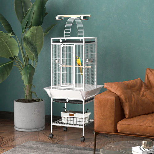 61.5 Inch Bird Cage for Parakeet, Cockatiel, Stand, Pull Out Tray, Play Top