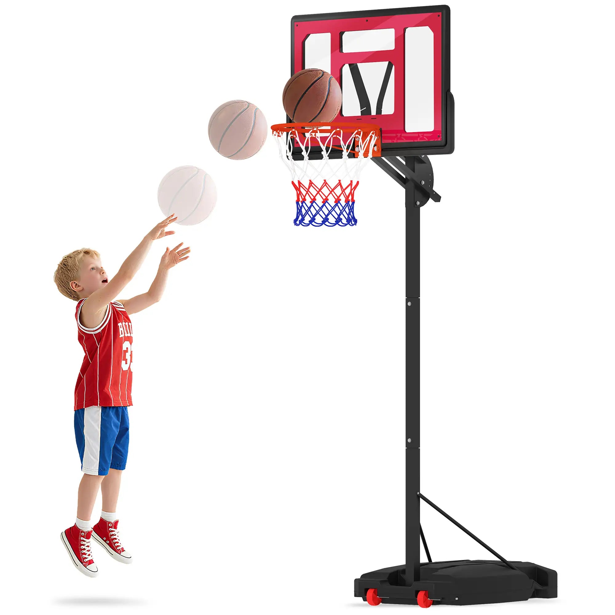 Kids Basketball Hoop, 6.6-8.5ft Adjustable Height, Indoor Outdoor, for 6+ Years Basketball at Gallery Canada