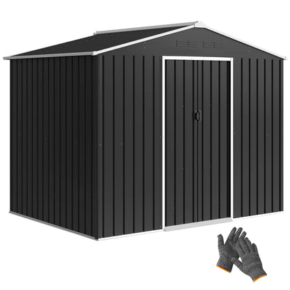 8 x 6 ft Metal Outdoor Storage Shed, Dark Grey Sheds at Gallery Canada