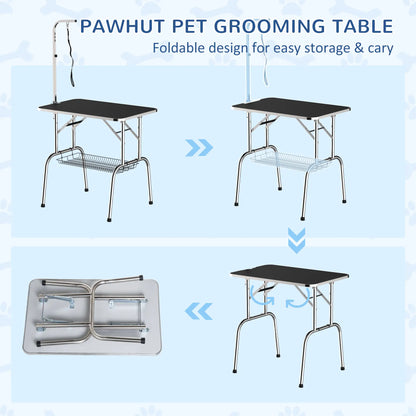 36-Inch Dog Grooming Table, Stainless Steel, Adjustable Arm, Basket Dog Grooming Tables at Gallery Canada