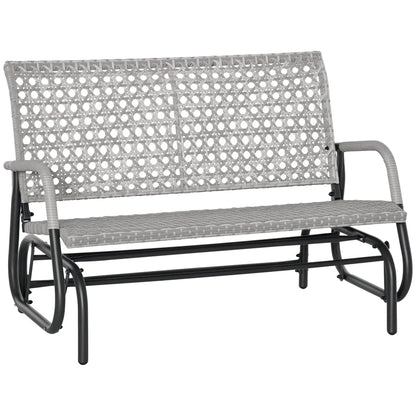 2 Seater Wicker Outdoor Glider Bench, Garden Loveseat, Mixed Grey Outdoor Gliders Mixed Grey Rattan, Grey Frame at Gallery Canada