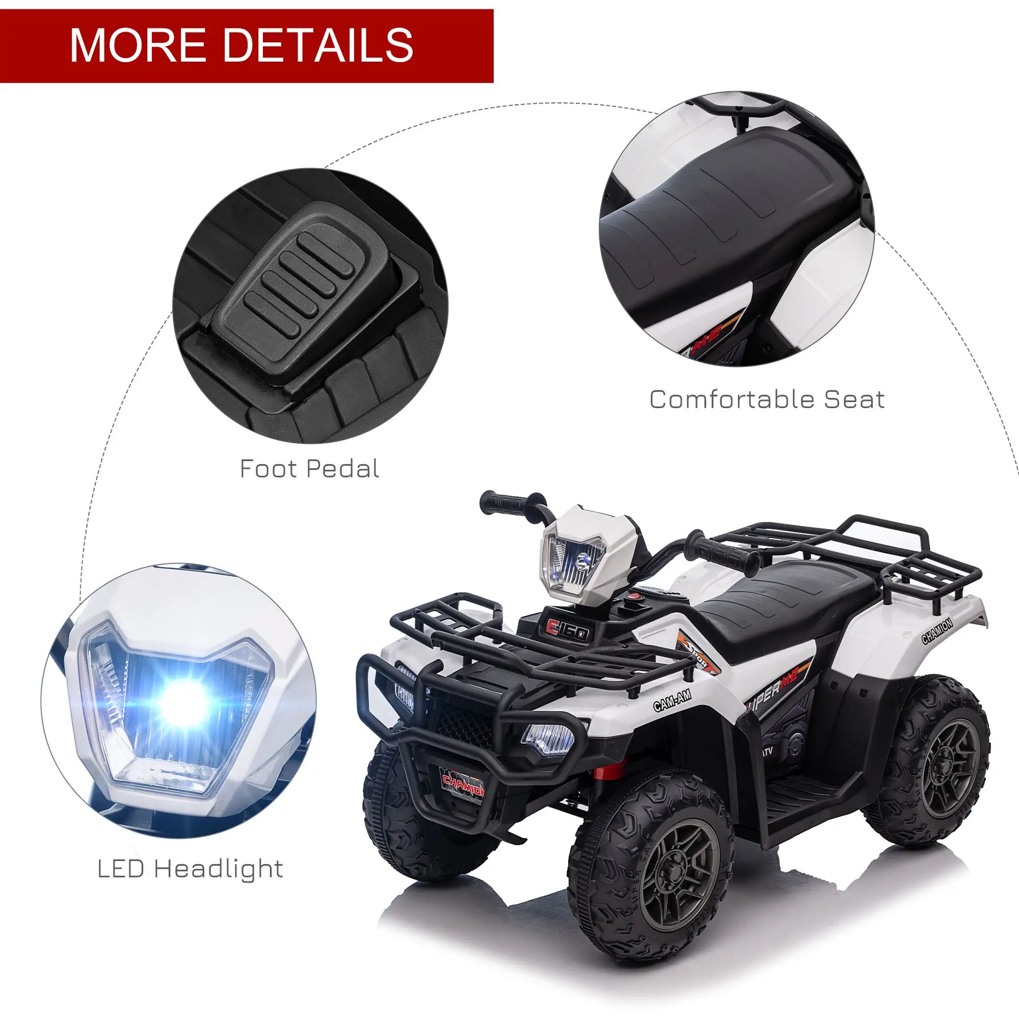 12V Kids ATV Quad, 4 Wheeler, Battery Powered, Ages 37-60 Months, White Electric Toy Cars at Gallery Canada