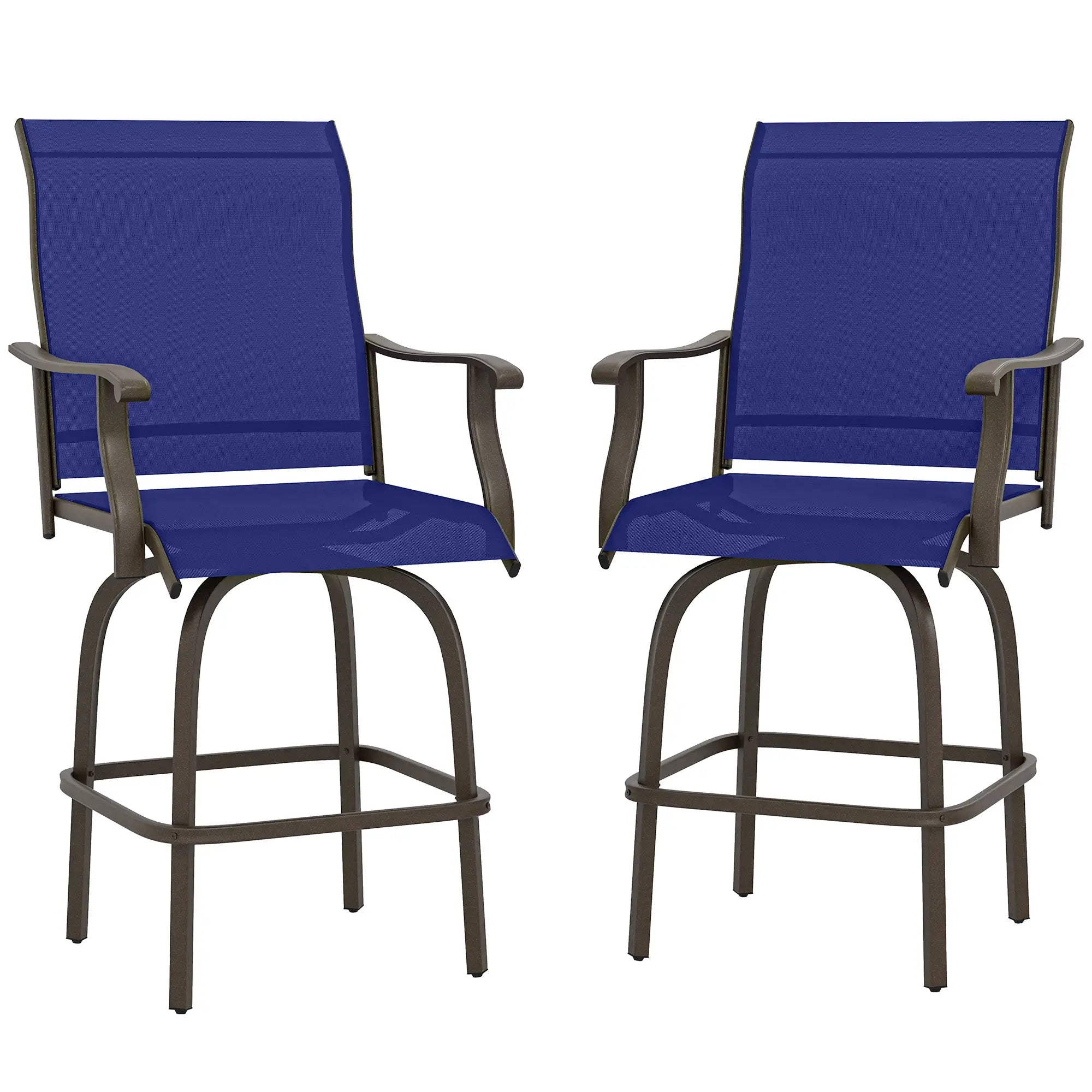 Swivel Bar Stools Set Of 2, Steel Frame, Navy Blue Bistro Sets Navy Blue at Gallery Canada