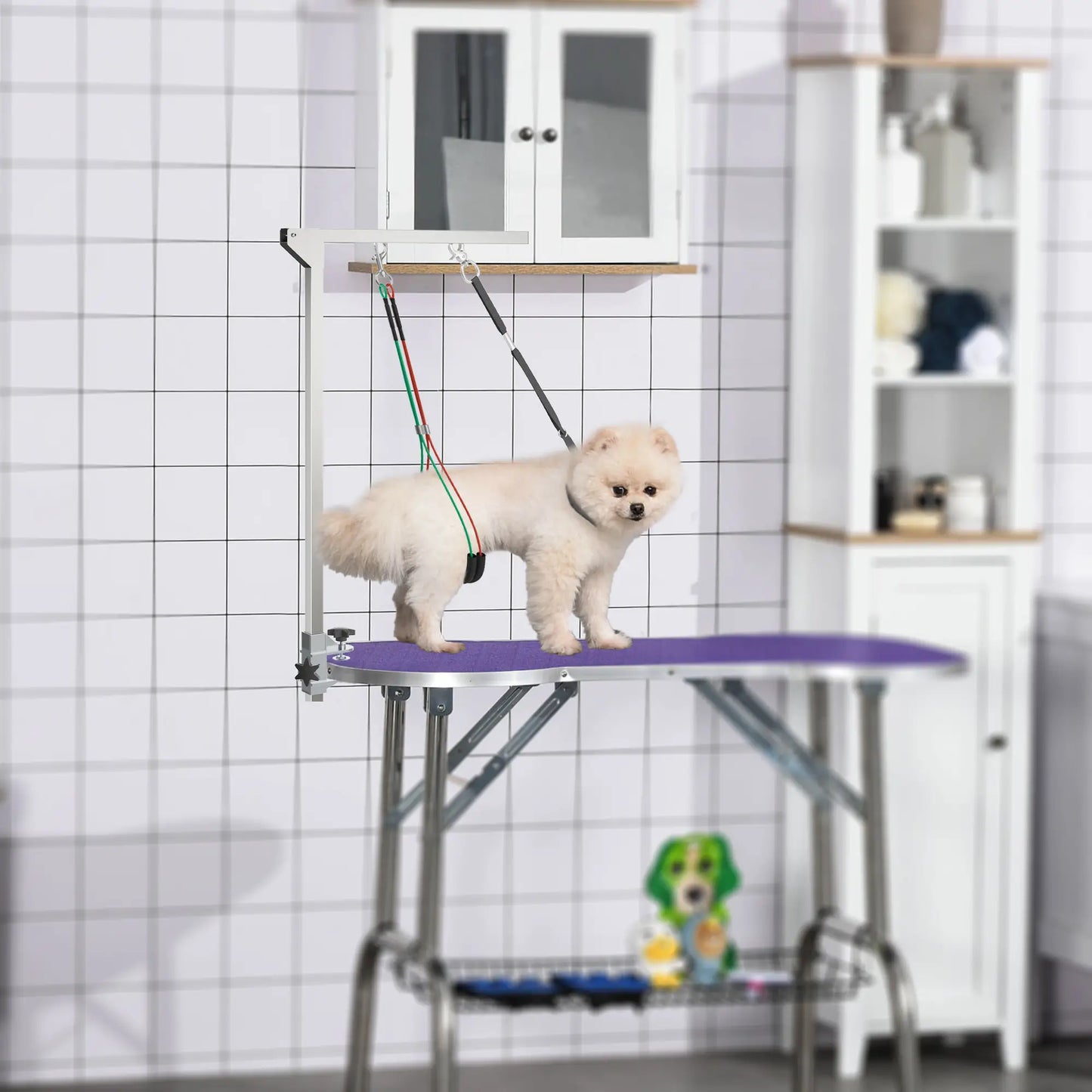 Adjustable Pet Grooming Arm With Clamp, Haunch Holders, Grooming Loop, Sliver Dog Grooming Tables at Gallery Canada