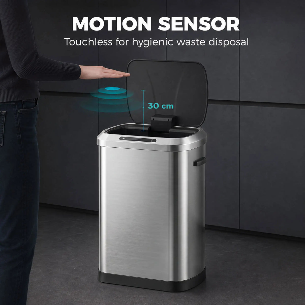 Automatic Trash Can, 13.2Gal / 50L, Touchless, Soft-Close Lid, Silver Kitchen Trash Cans at Gallery Canada
