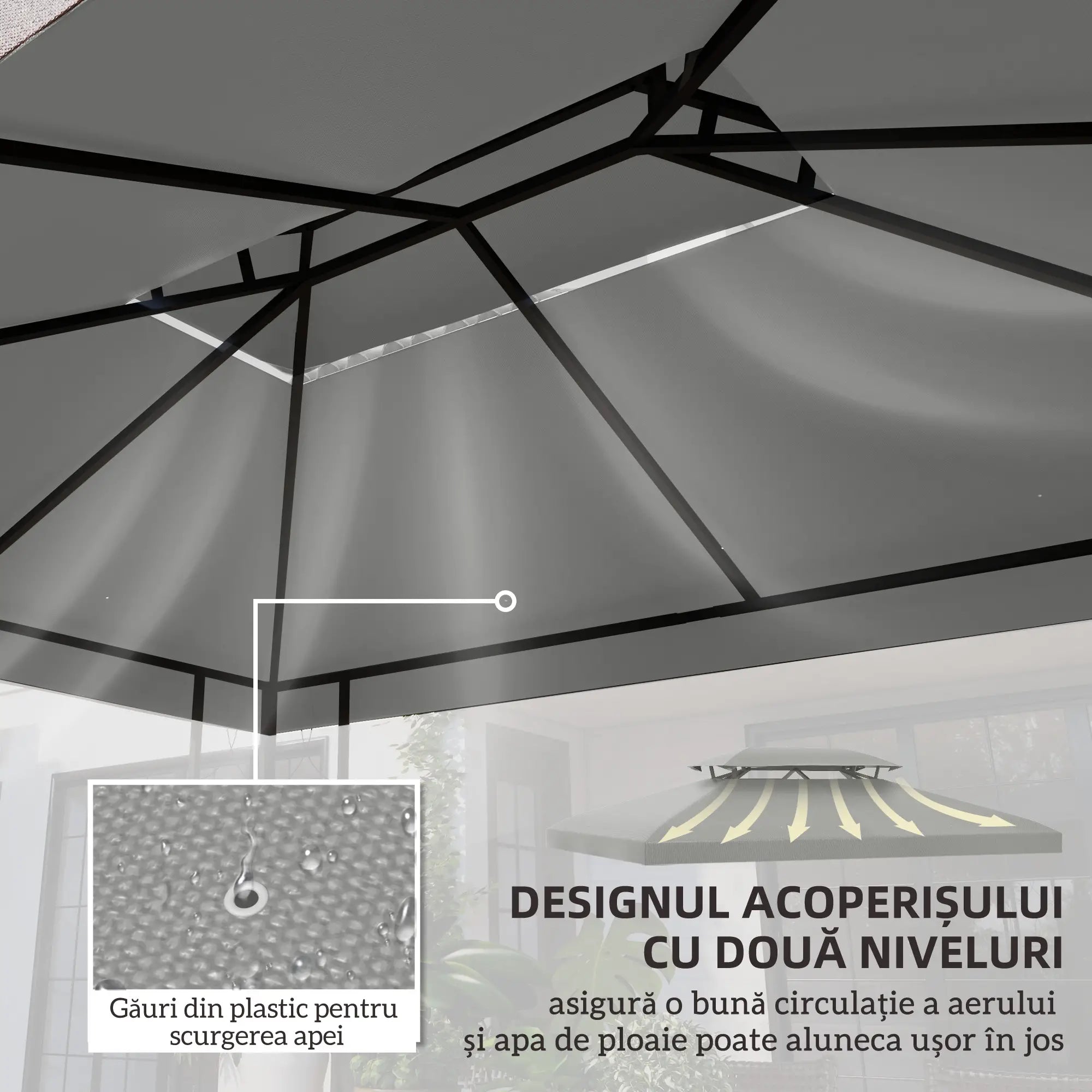 13' X 10' Gazebo Replacement Canopy 2 Tier Top, UV Cover, Light Grey Gazebo Canopy Replacement at Gallery Canada