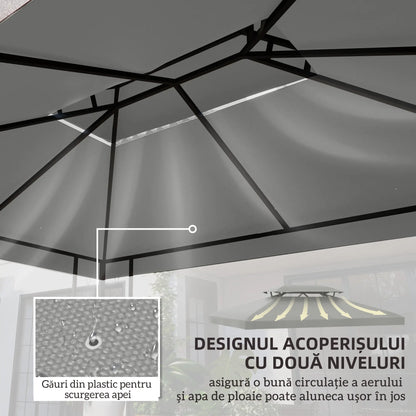 13' X 10' Gazebo Replacement Canopy 2 Tier Top, UV Cover, Light Grey Gazebo Canopy Replacement at Gallery Canada