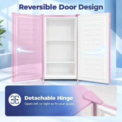 Compact Upright Freezer, 2.1 Cubic Feet, Reversible Door, Pink Small Kitchen Appliances at Gallery Canada