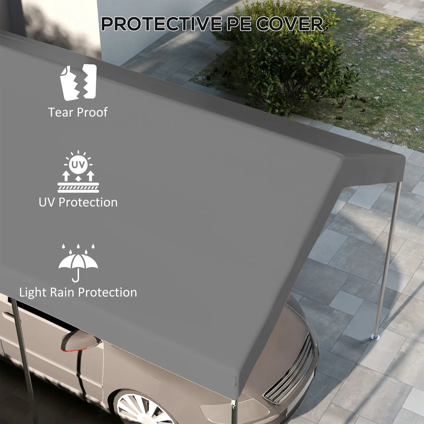 10 x 20ft Carport Canopy, UV Resistant, Dark Grey Gazebo Canopy Replacement at Gallery Canada
