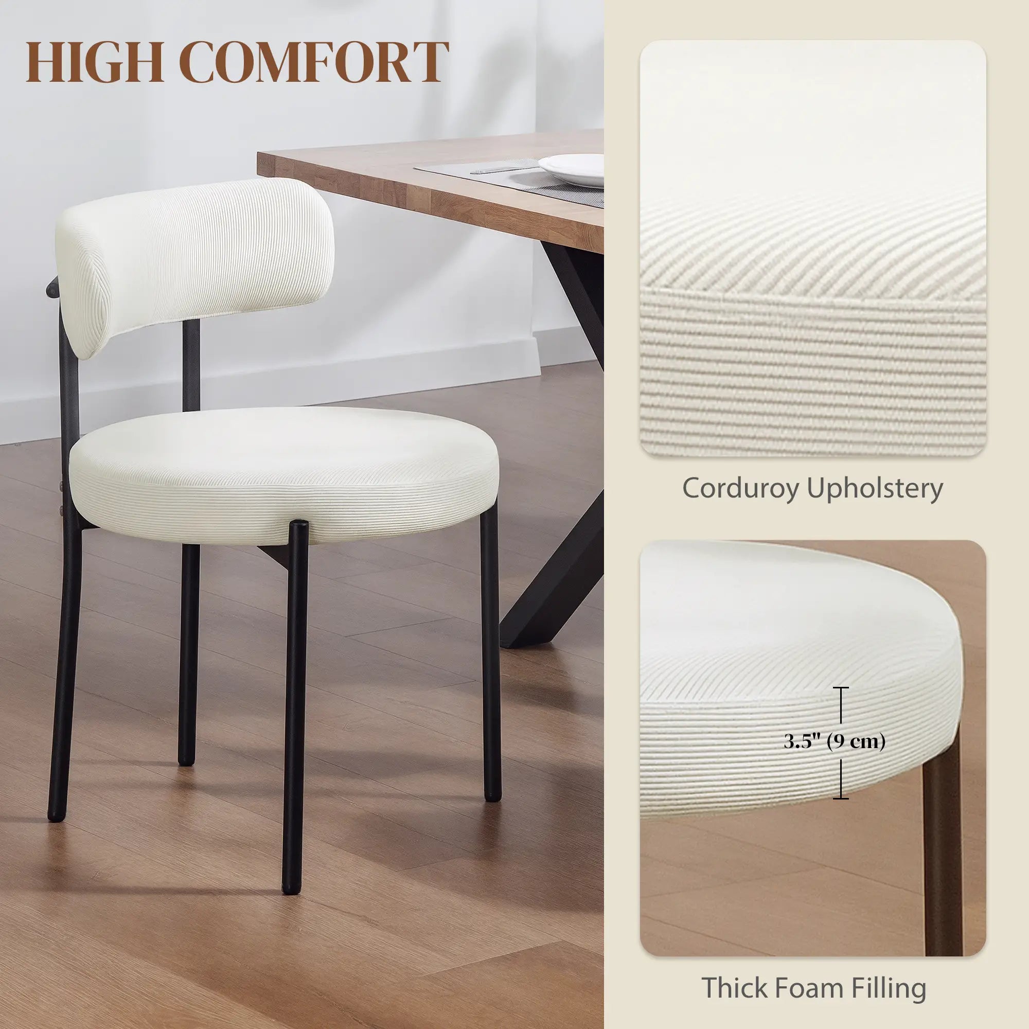 4 Kitchen Chairs, Modern Dining, Corduroy Upholstery, Steel Legs, Beige Dining Chairs at Gallery Canada