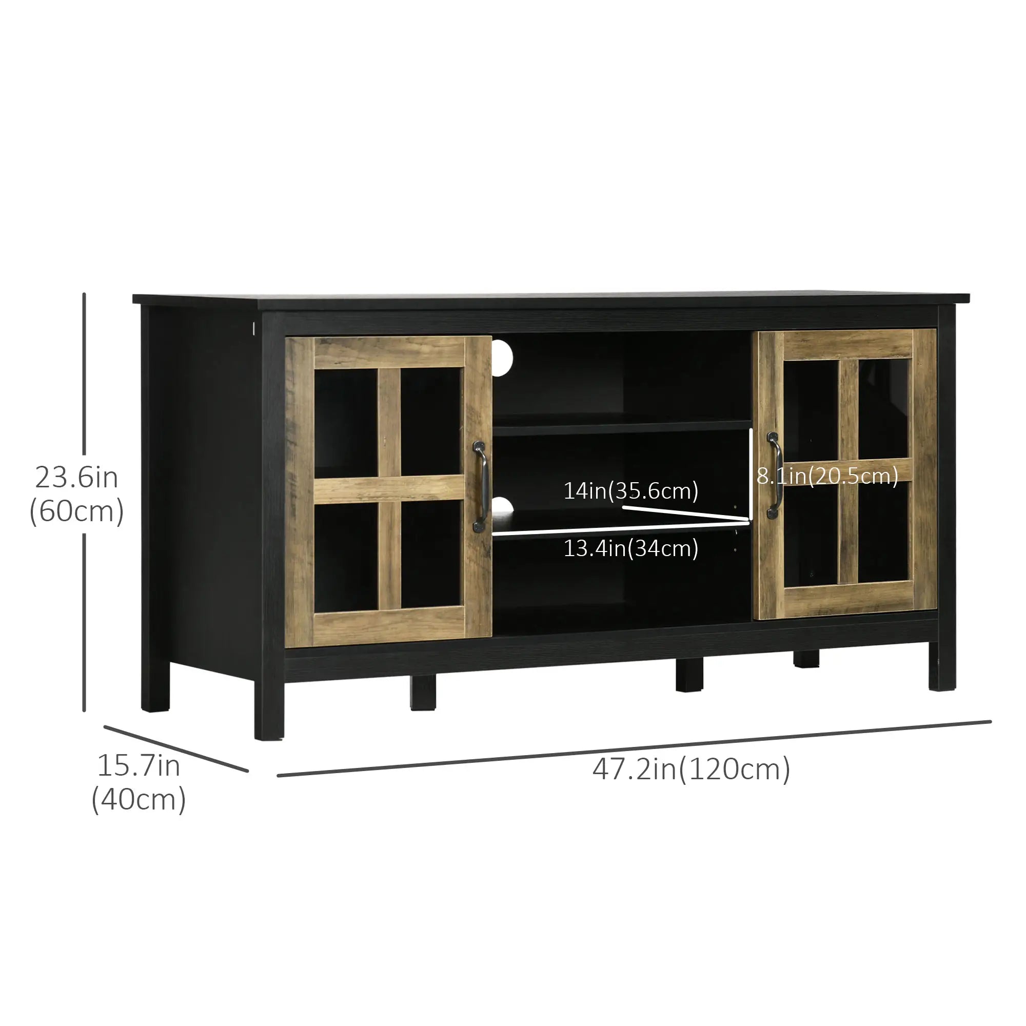 TV Stand for 55 Inch TVs, Adjustable Shelves, Cable Holes, Black TV Stands at Gallery Canada