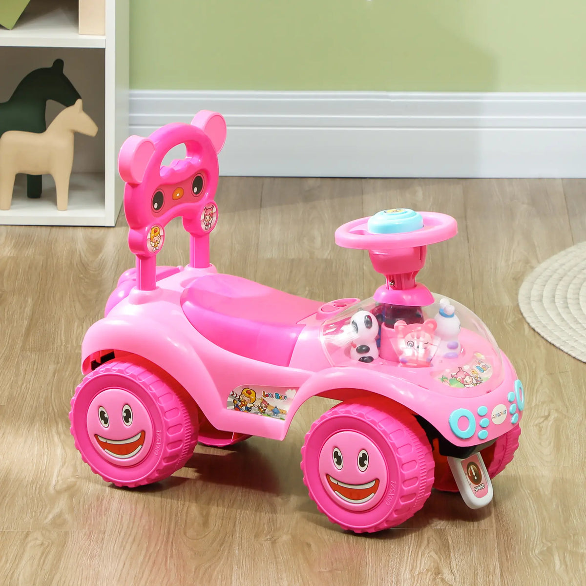 Toddler Push Car with Horn, Light, Music, Pink Push Cars for Toddlers at Gallery Canada