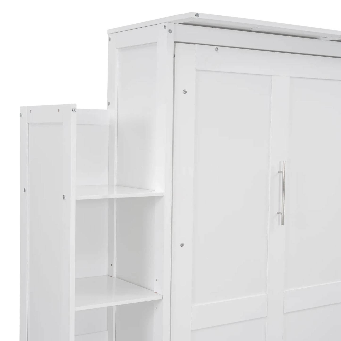 Murphy Bed with Shelves, LED Lights, 91" L x 81" W x 84" H, White Bed Frames at Gallery Canada