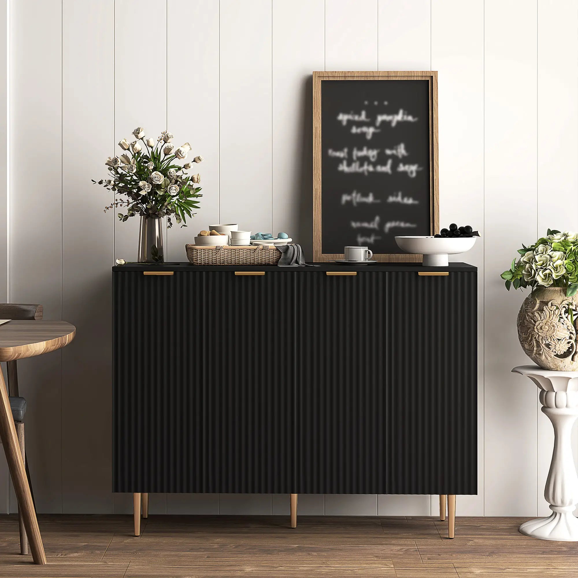 Modern Kitchen Cabinet, Sideboard with Adjustable Shelves, Black Bar Cabinets at Gallery Canada