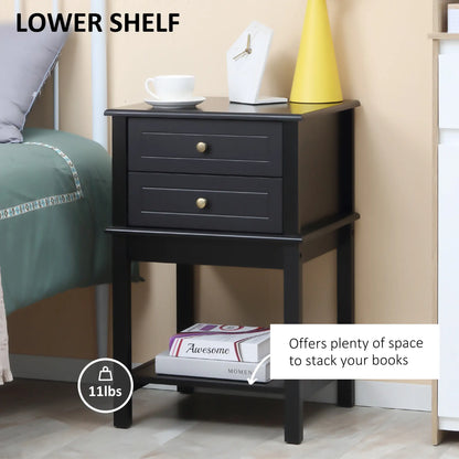 Modern Sofa Side Table, Accent End Table with Drawers, Black Side Tables at Gallery Canada