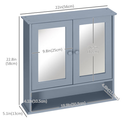 Wall-Mounted Medicine Cabinet, Double Doors, Open Shelf, Adjustable, Grey Mirror Medicine Cabinets at Gallery Canada