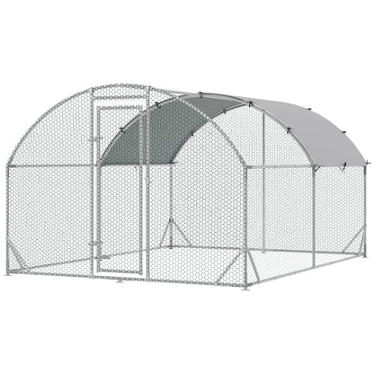 Large Metal Chicken Coop, Walk-In Enclosure, 9.2' x 12.5' x 6.5', Silver Chicken Coops at Gallery Canada
